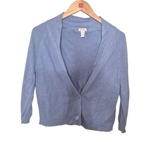 Chico's Blue Carrie Cropped Cardigan Sweater Silk Blend Size 0/Small